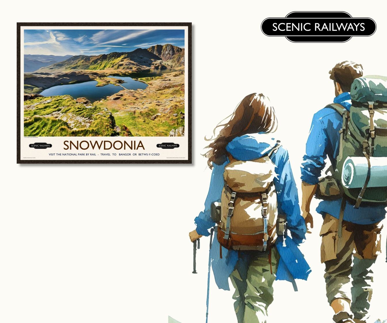 Vintage travel poster- Snowdonia, Wales - Scenic Railways