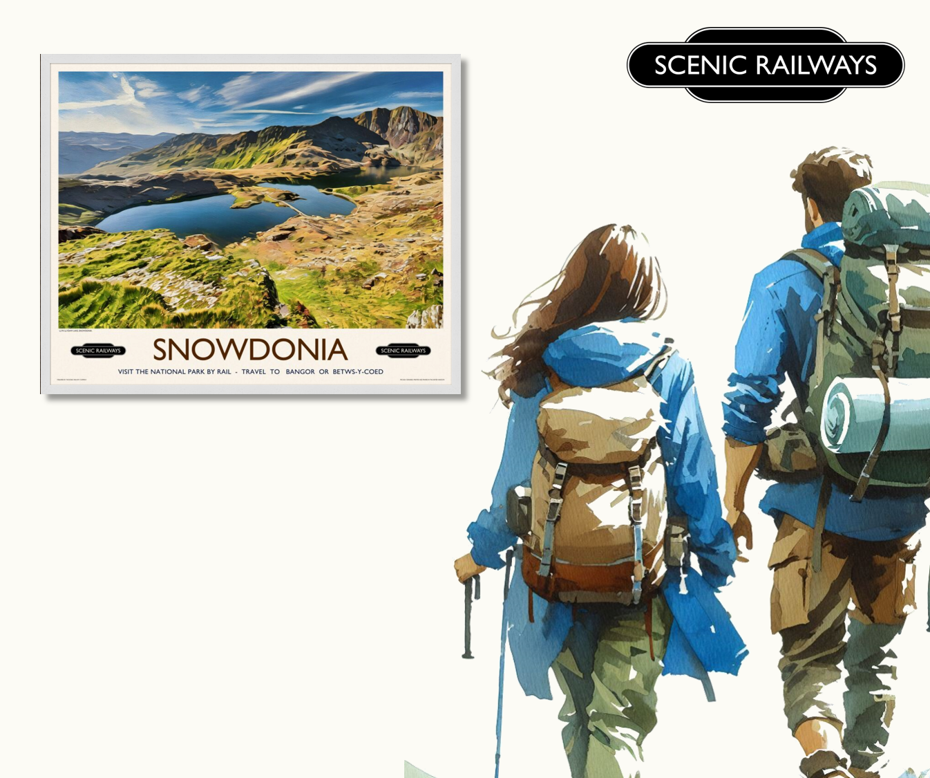 Vintage travel poster- Snowdonia, Wales - Scenic Railways