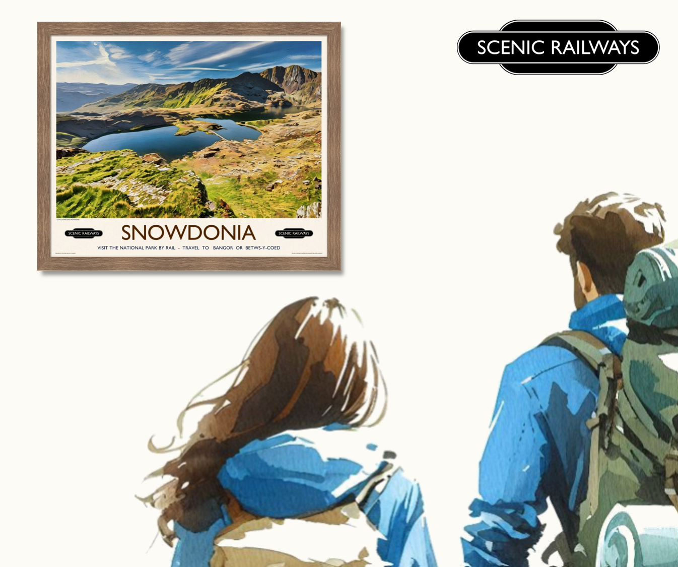 Vintage travel poster- Snowdonia, Wales - Scenic Railways