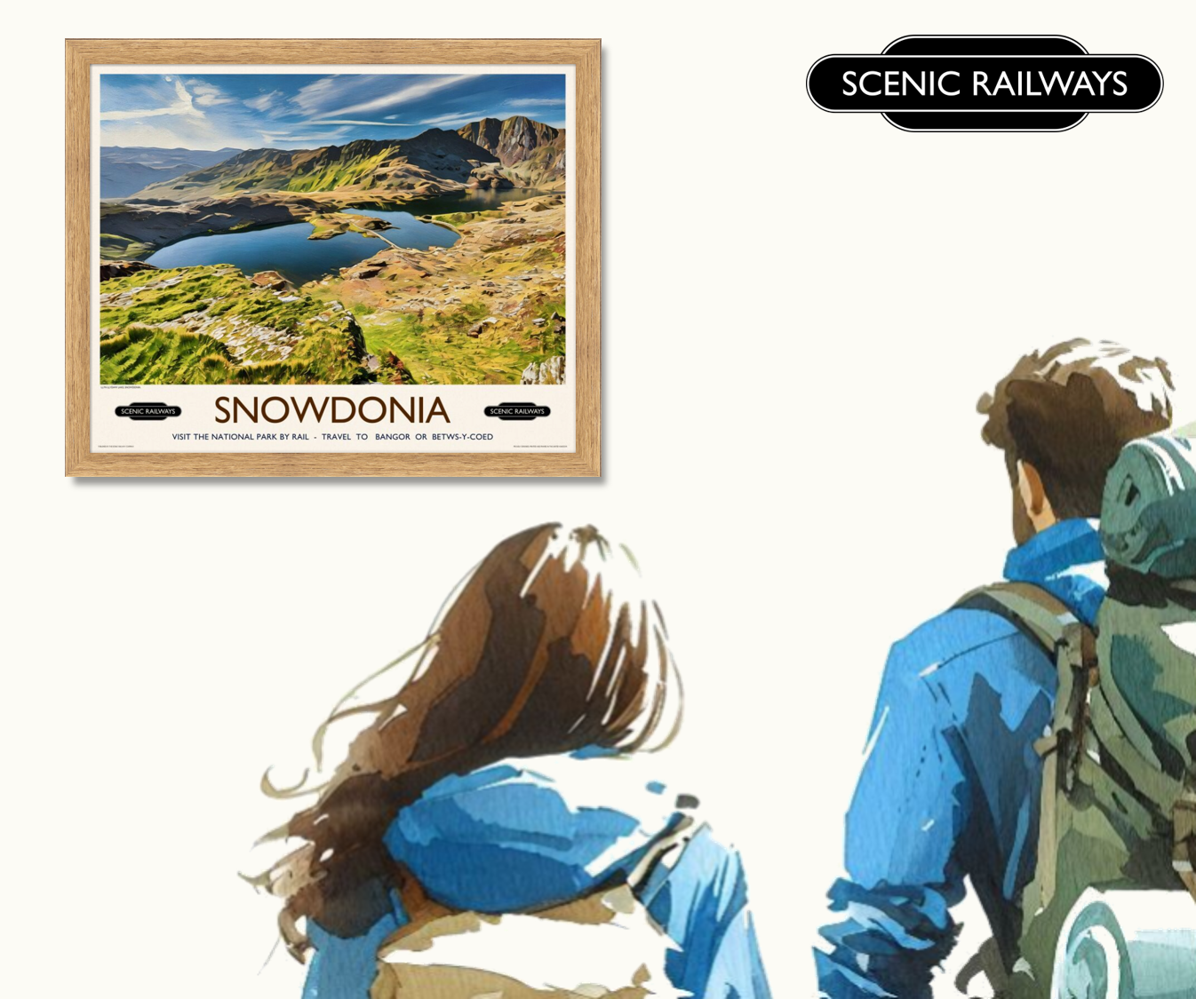 Vintage travel poster- Snowdonia, Wales - Scenic Railways