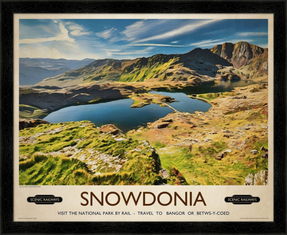 Vintage travel poster- Snowdonia, Wales - Scenic Railways