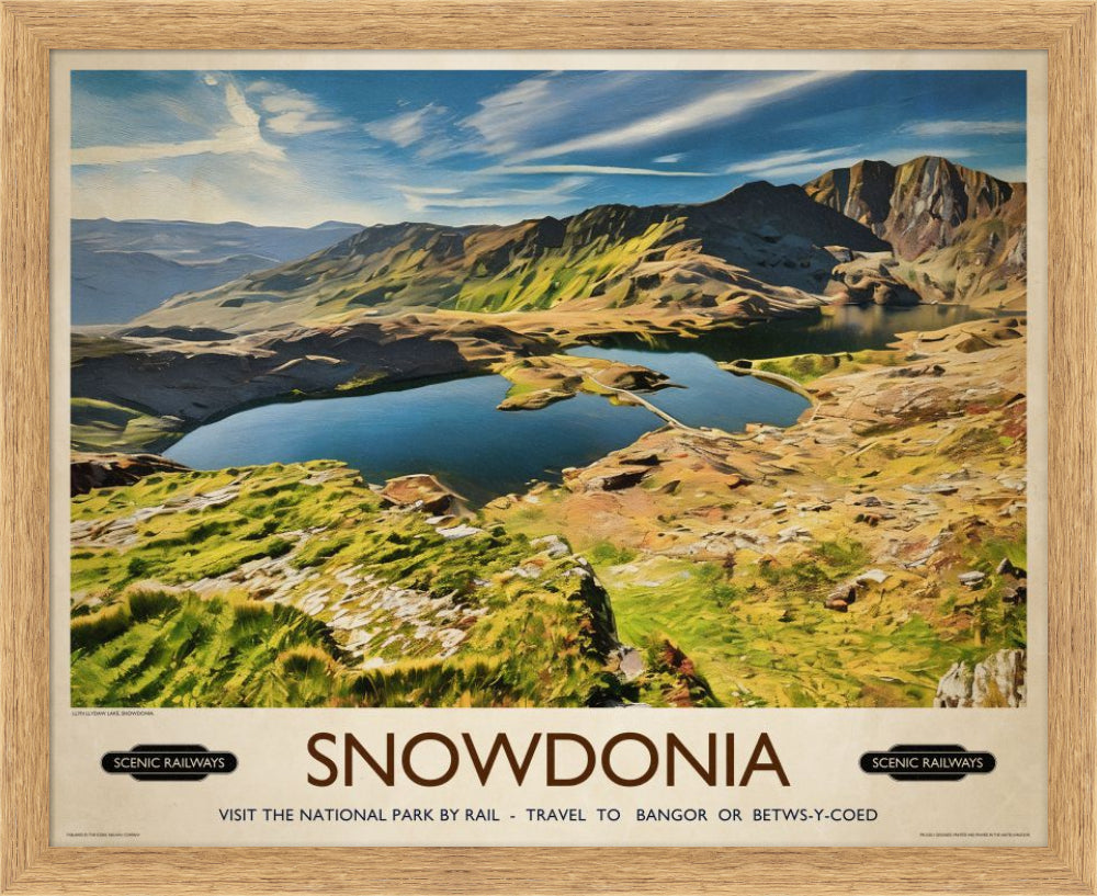 Vintage travel poster- Snowdonia, Wales - Scenic Railways
