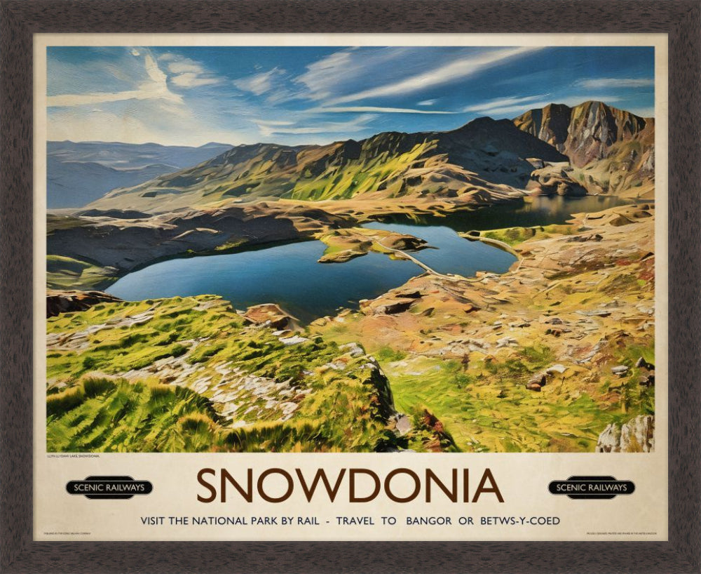 Vintage travel poster- Snowdonia, Wales - Scenic Railways