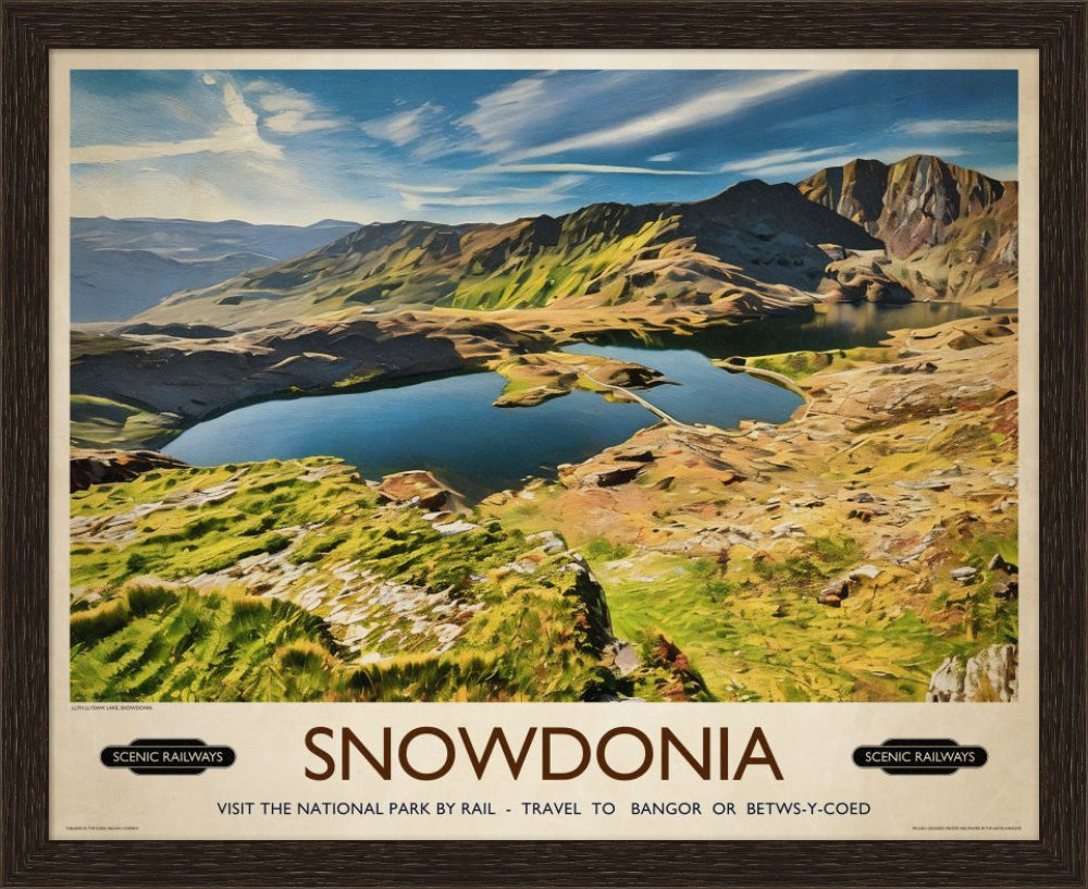 Vintage travel poster- Snowdonia, Wales - Scenic Railways