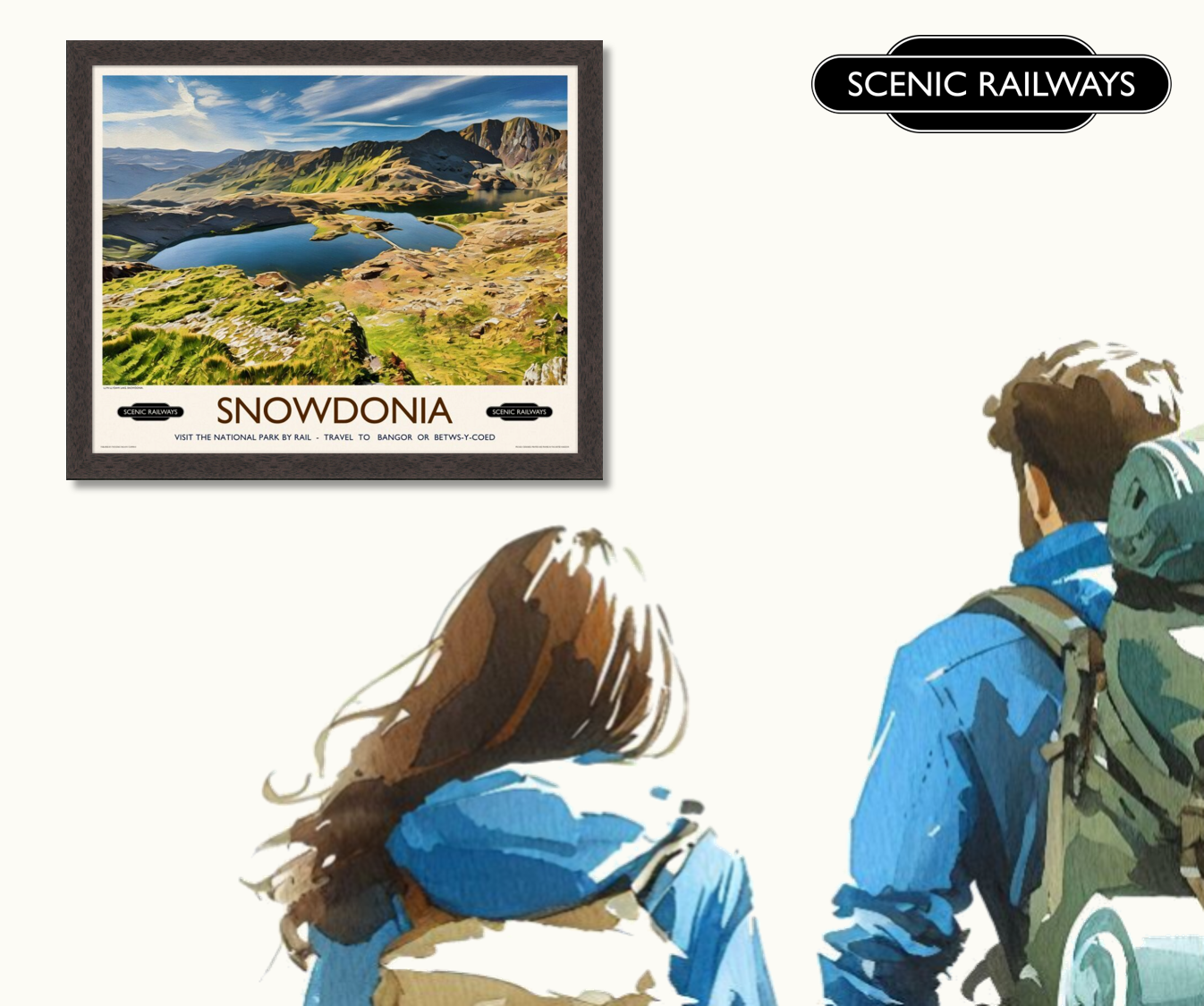 Vintage travel poster- Snowdonia, Wales - Scenic Railways