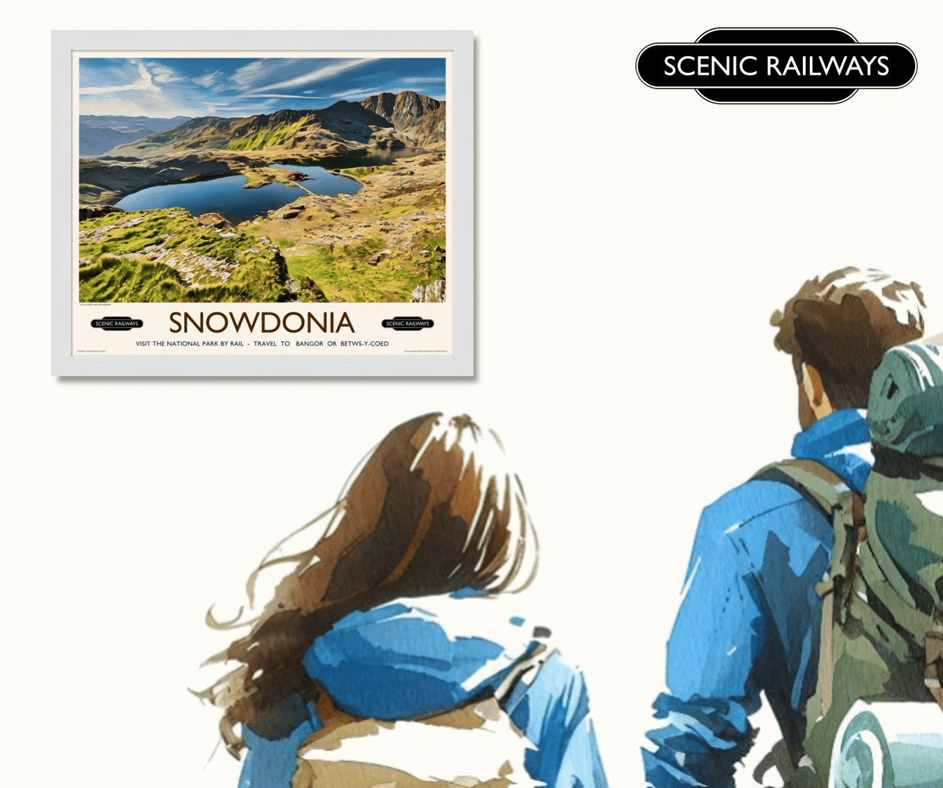 Vintage travel poster- Snowdonia, Wales - Scenic Railways