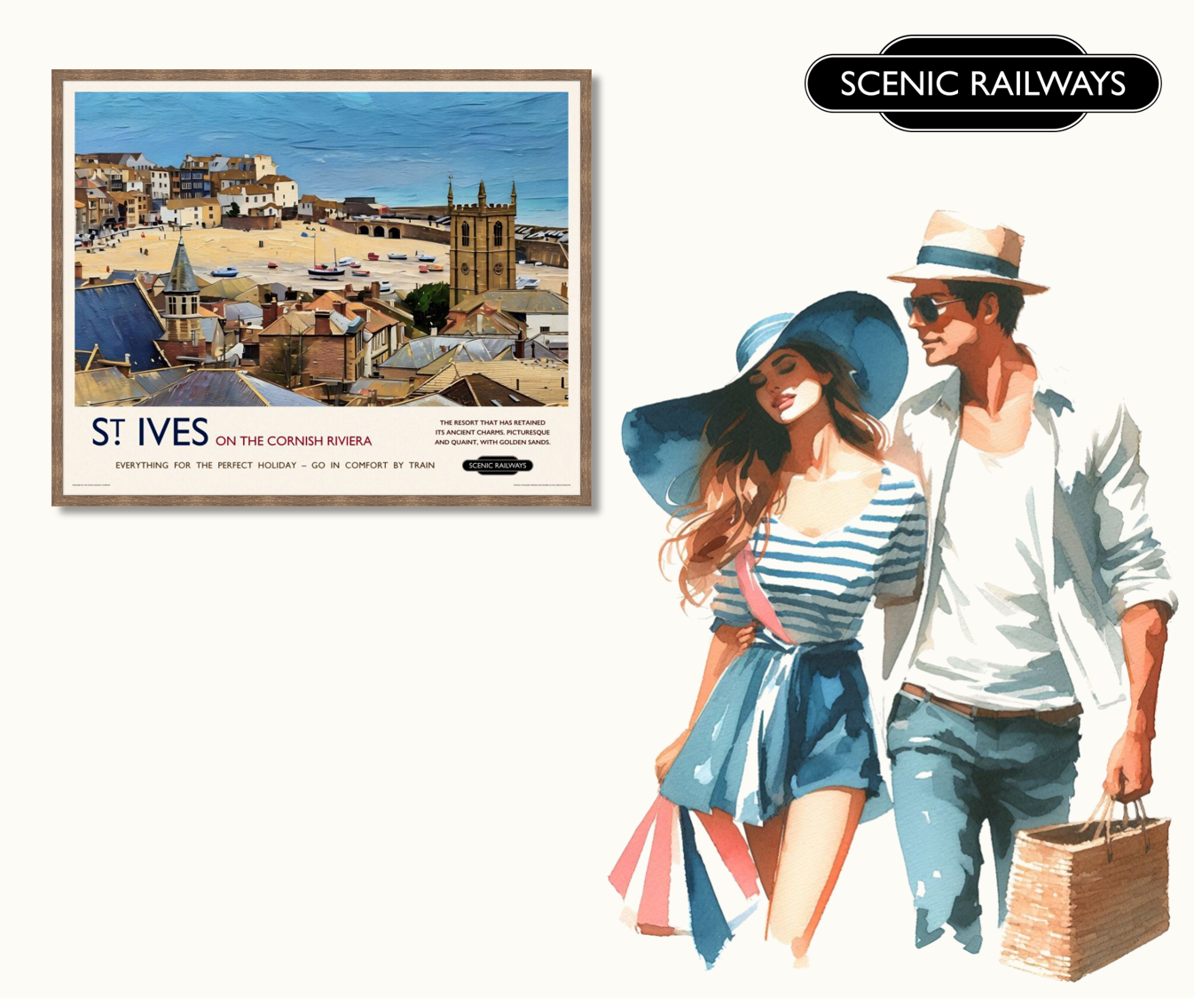 Vintage travel poster- St. Ives, Cornwall - Scenic Railways