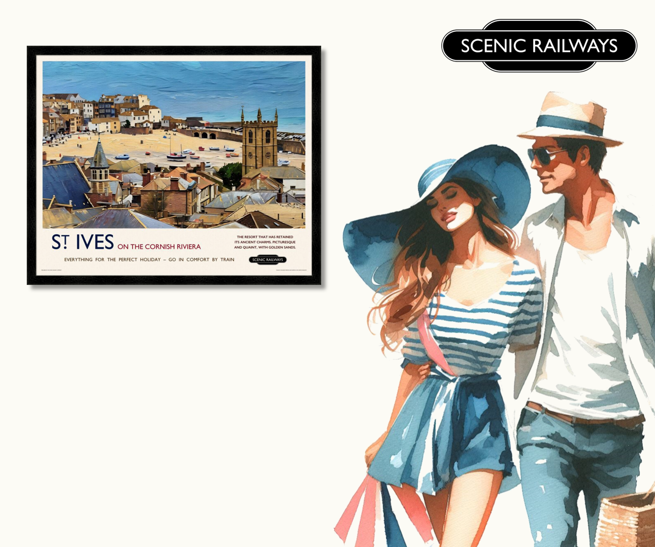 Vintage travel poster- St. Ives, Cornwall - Scenic Railways