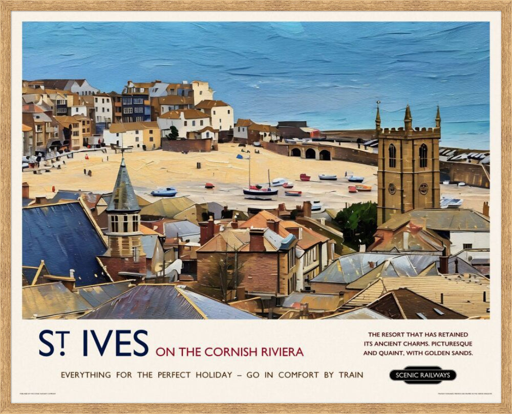 Vintage travel poster- St. Ives, Cornwall - Scenic Railways