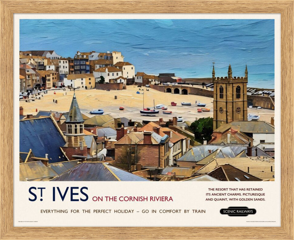 Vintage travel poster- St. Ives, Cornwall - Scenic Railways