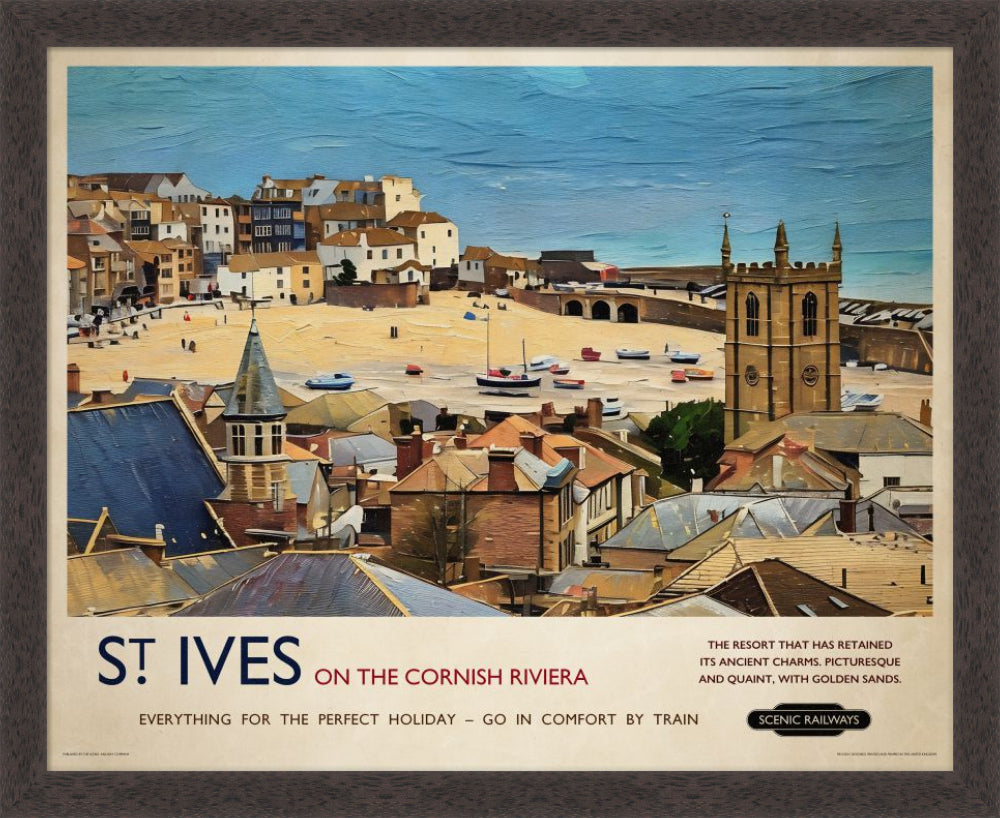 Vintage travel poster- St. Ives, Cornwall - Scenic Railways