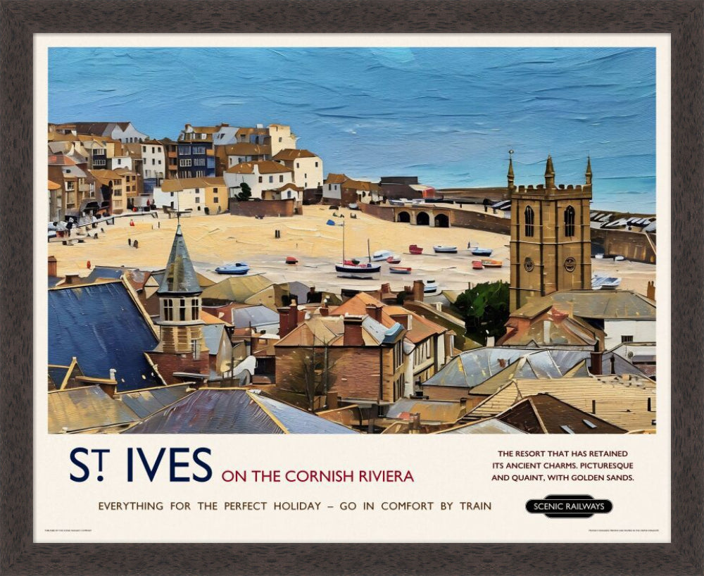 Vintage travel poster- St. Ives, Cornwall - Scenic Railways