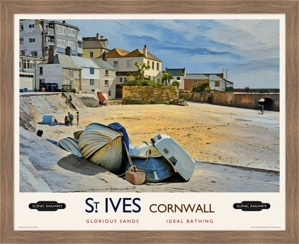 Vintage travel poster- St. Ives, Cornwall - Scenic Railways
