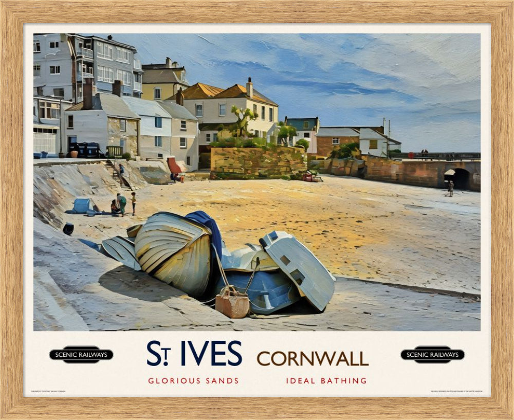 Vintage travel poster- St. Ives, Cornwall - Scenic Railways
