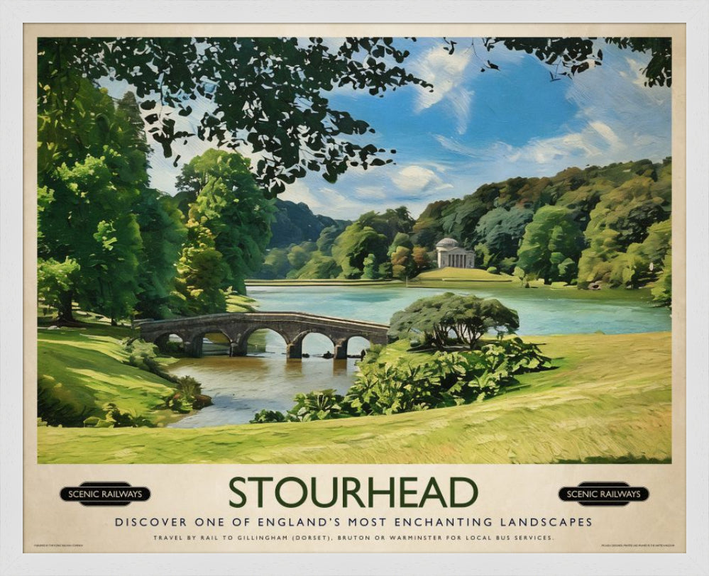 Vintage travel poster- Stourhead, Wiltshire - Scenic Railways