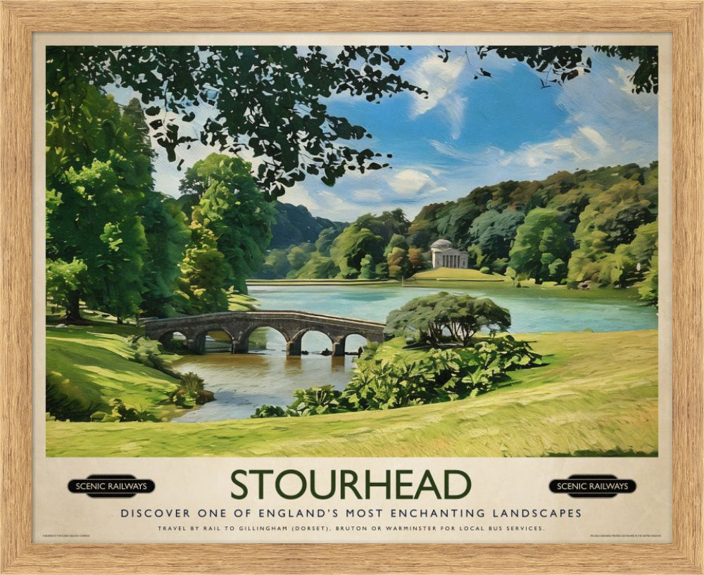 Vintage travel poster- Stourhead, Wiltshire - Scenic Railways