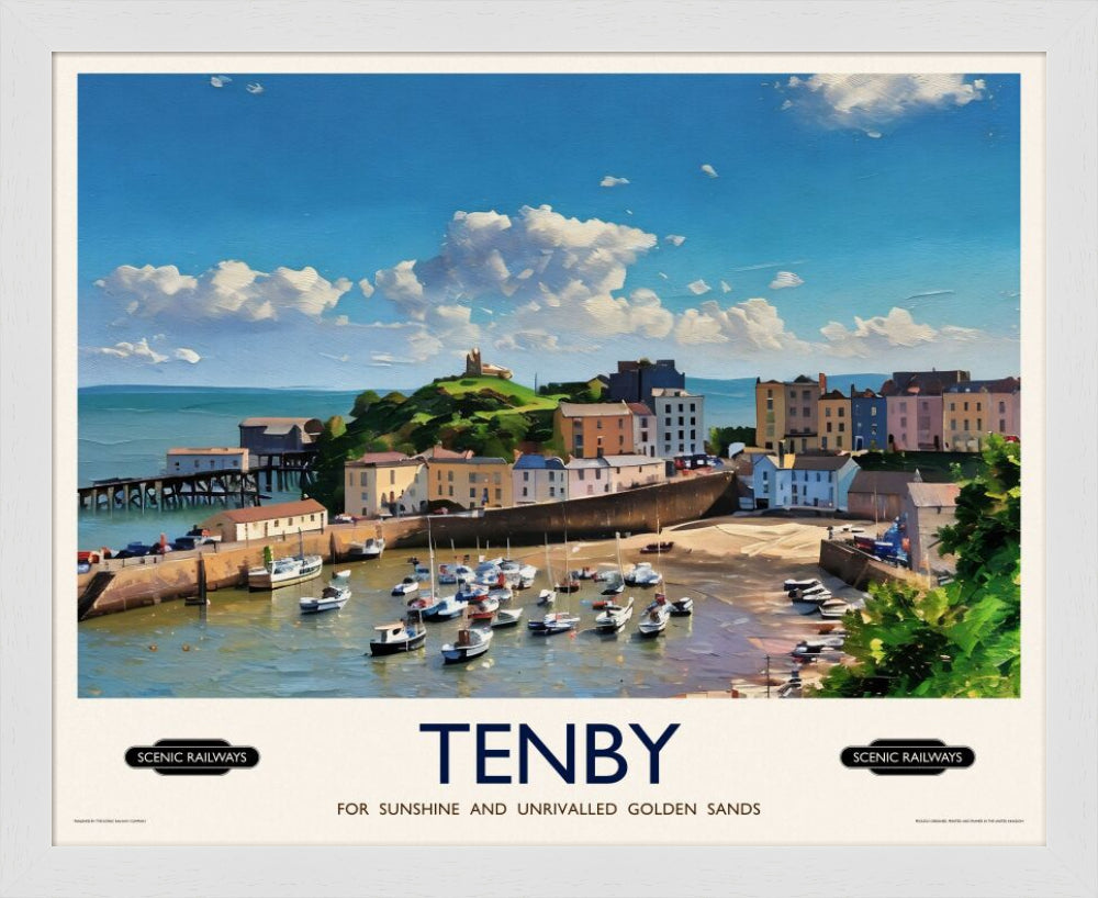 Vintage travel poster- Tenby, Pembrokeshire - Scenic Railways