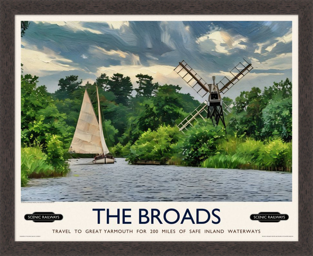 Vintage travel poster- The Broads, Norfolk - Scenic Railways