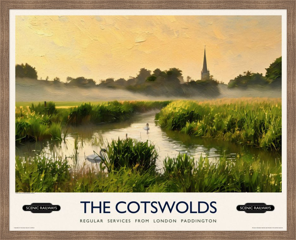 Vintage travel poster- The Cotswolds - Scenic Railways