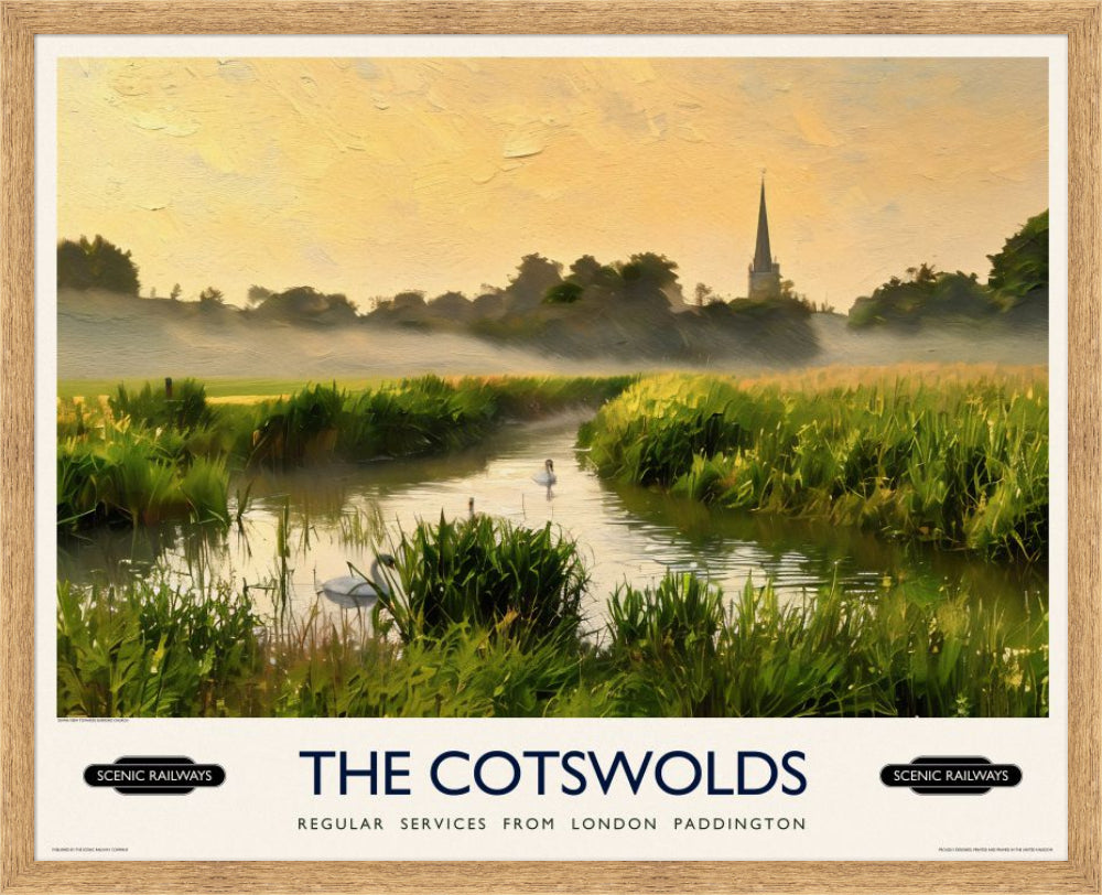 Vintage travel poster- The Cotswolds - Scenic Railways