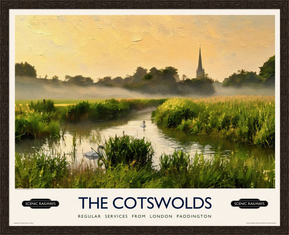 Vintage travel poster- The Cotswolds - Scenic Railways