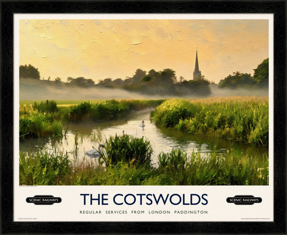 Vintage travel poster- The Cotswolds - Scenic Railways