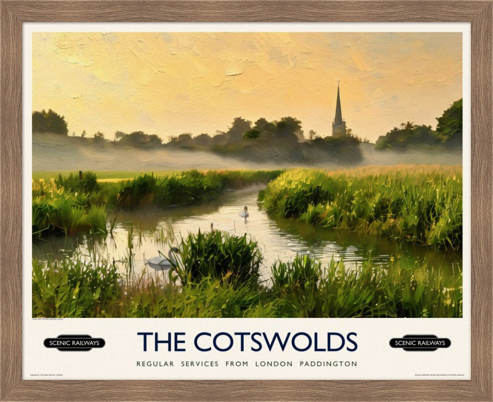 Vintage travel poster- The Cotswolds - Scenic Railways