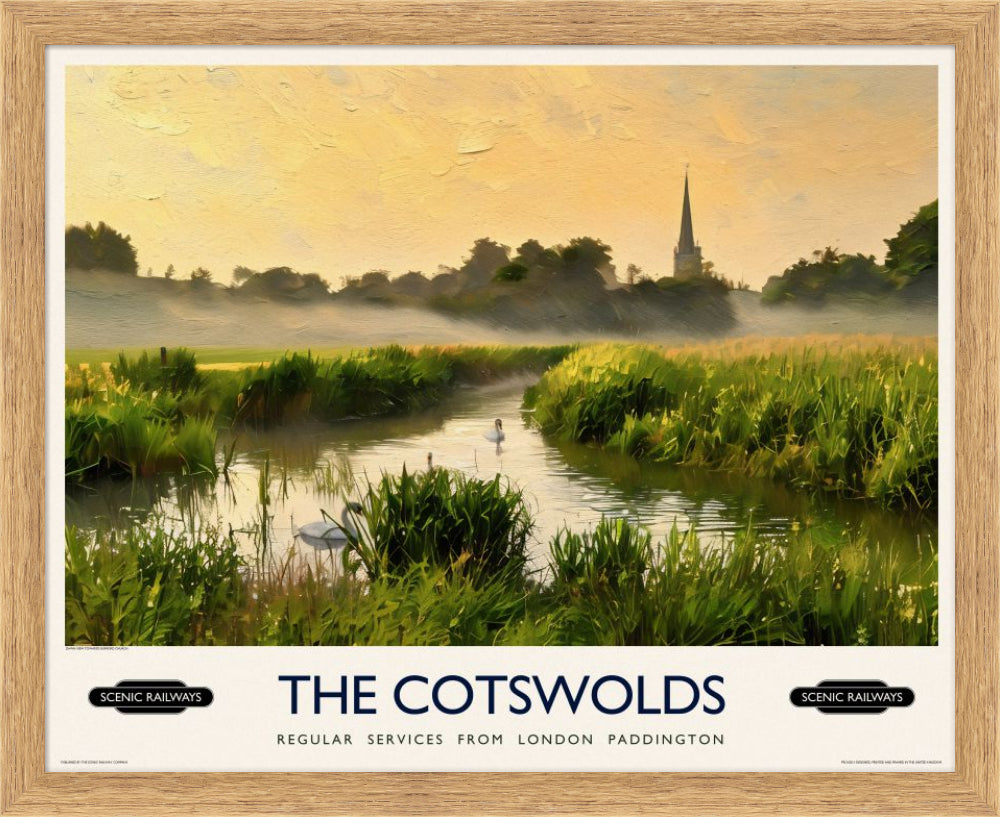 Vintage travel poster- The Cotswolds - Scenic Railways