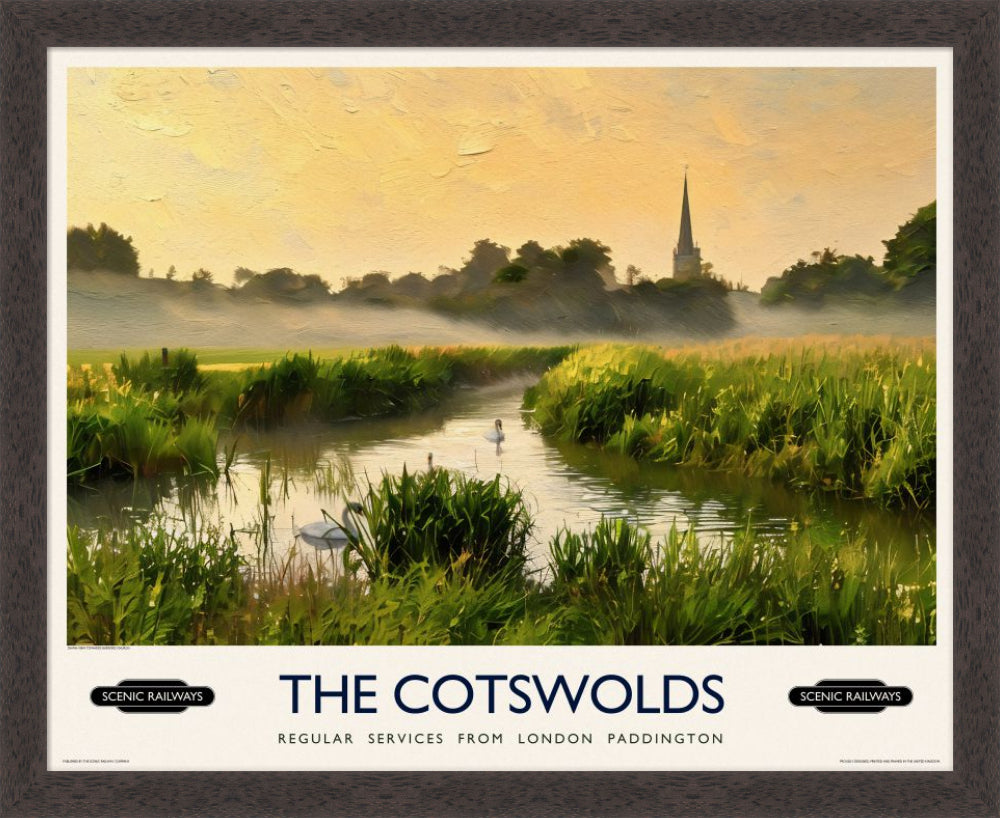 Vintage travel poster- The Cotswolds - Scenic Railways