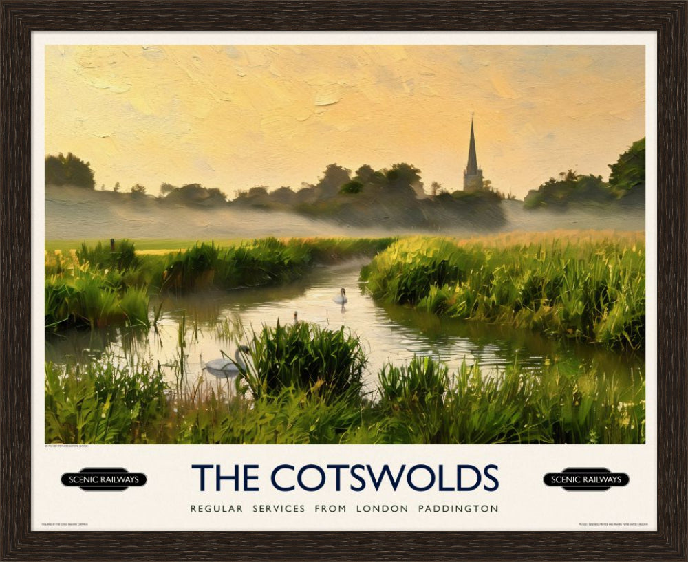 Vintage travel poster- The Cotswolds - Scenic Railways
