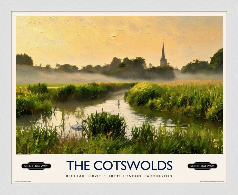 Vintage travel poster- The Cotswolds - Scenic Railways