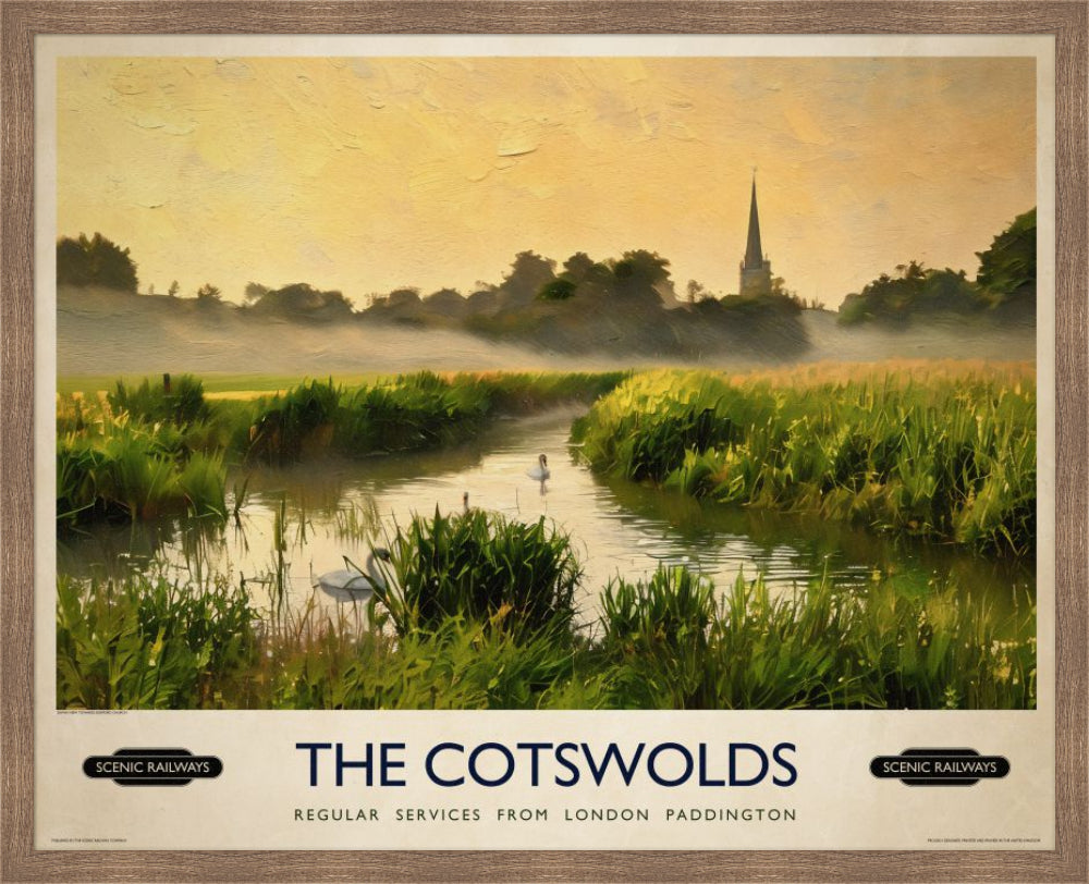 Vintage travel poster- The Cotswolds - Scenic Railways