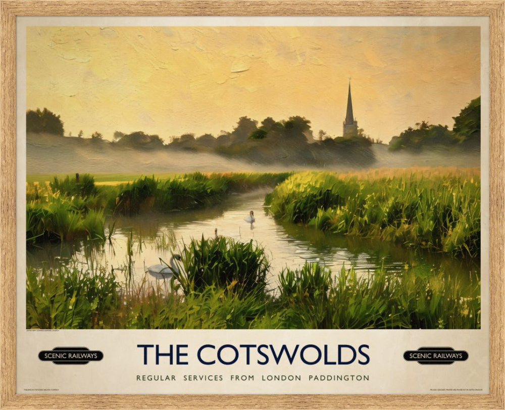 Vintage travel poster- The Cotswolds - Scenic Railways