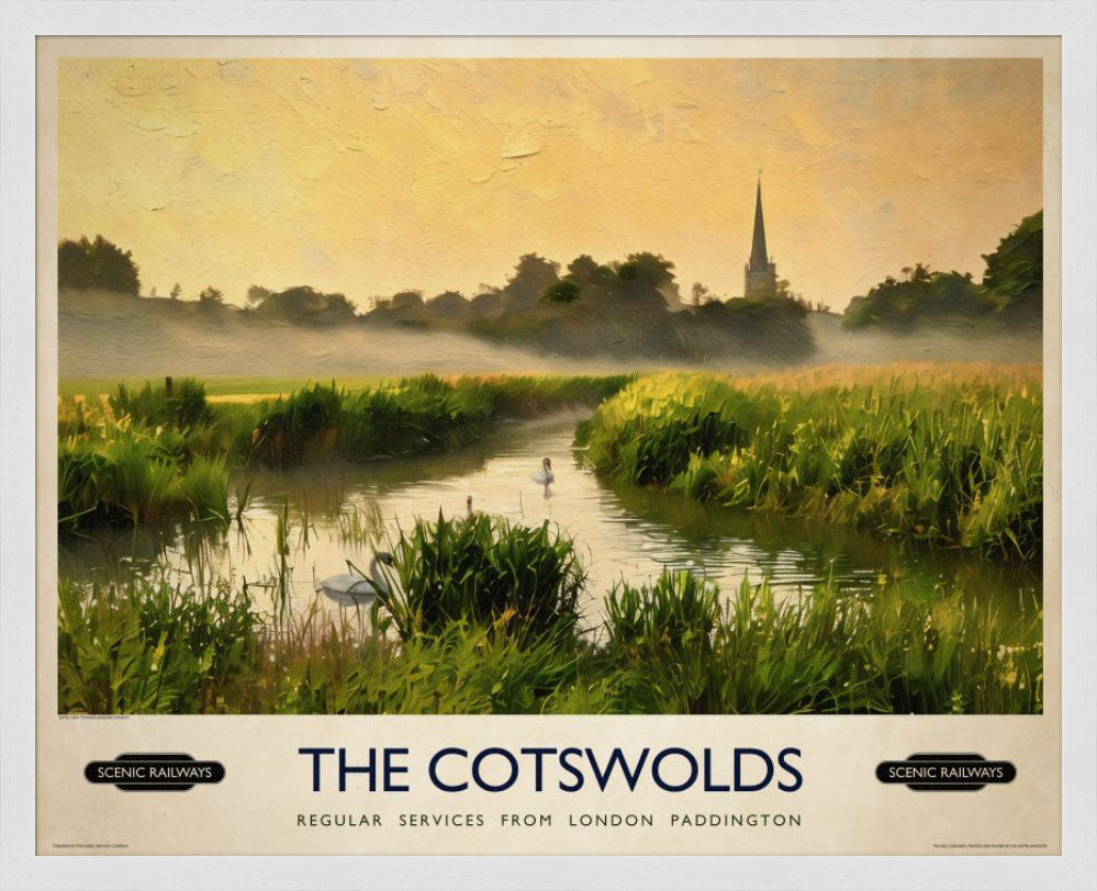 Vintage travel poster- The Cotswolds - Scenic Railways
