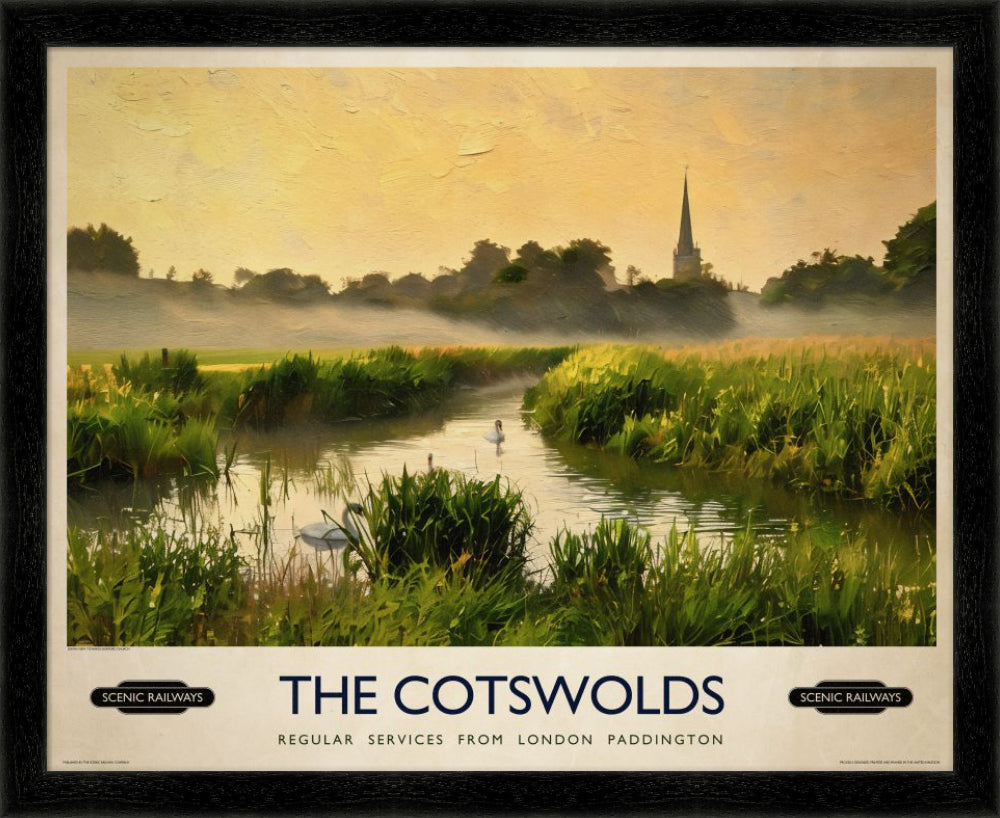 Vintage travel poster- The Cotswolds - Scenic Railways