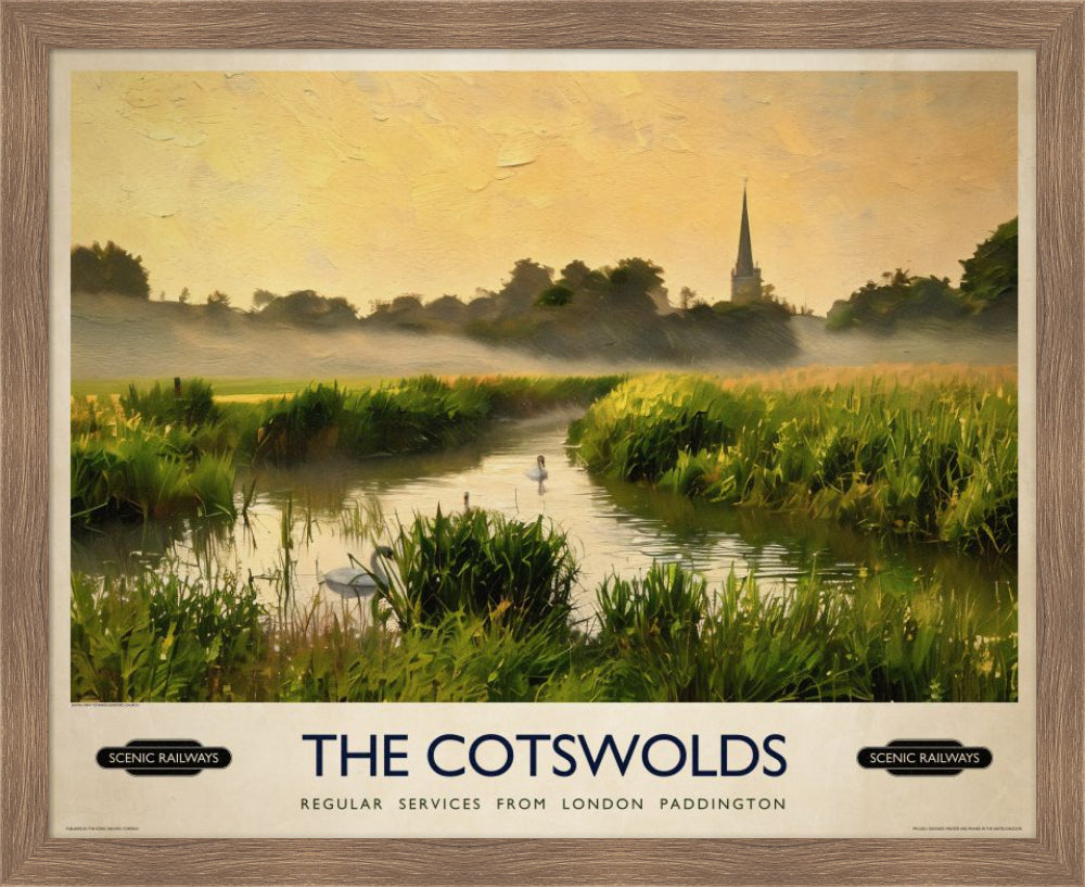 Vintage travel poster- The Cotswolds - Scenic Railways