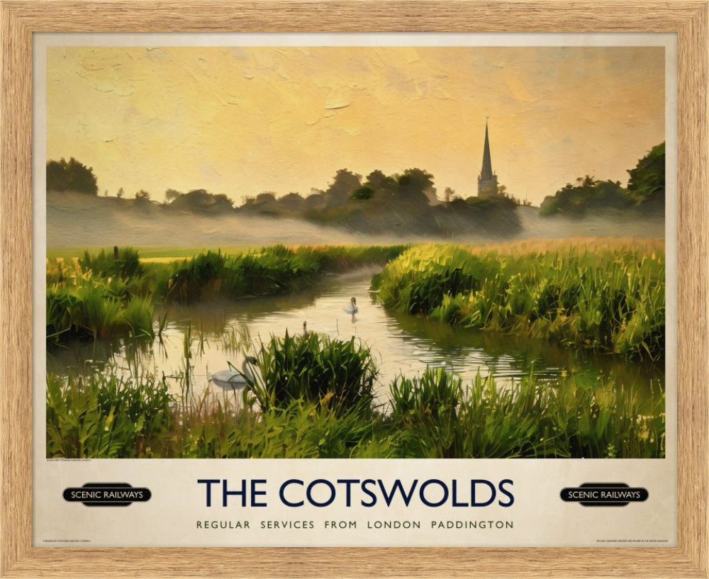Vintage travel poster- The Cotswolds - Scenic Railways