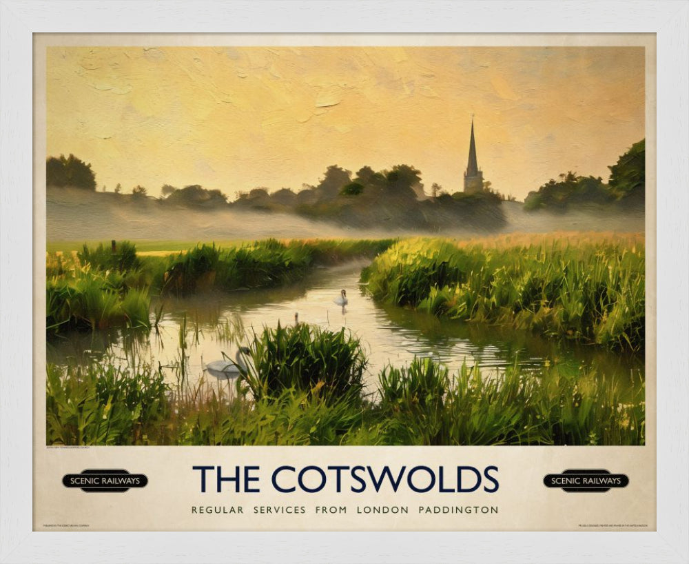 Vintage travel poster- The Cotswolds - Scenic Railways