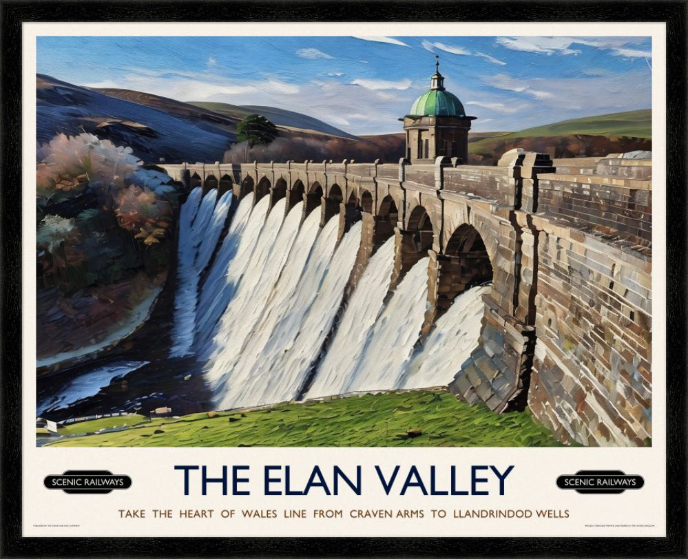 Vintage travel poster- The Elan Valley, Wales - Scenic Railways
