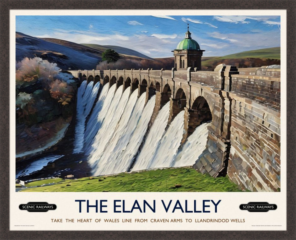 Vintage travel poster- The Elan Valley, Wales - Scenic Railways