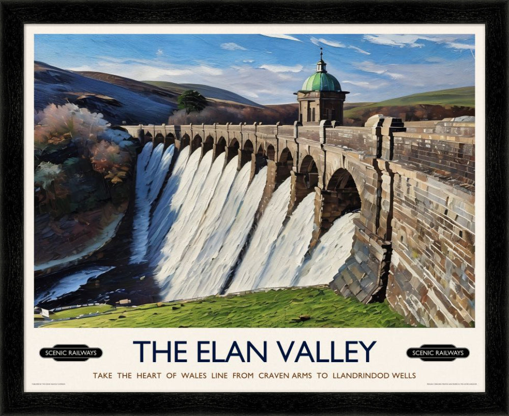 Vintage travel poster- The Elan Valley, Wales - Scenic Railways