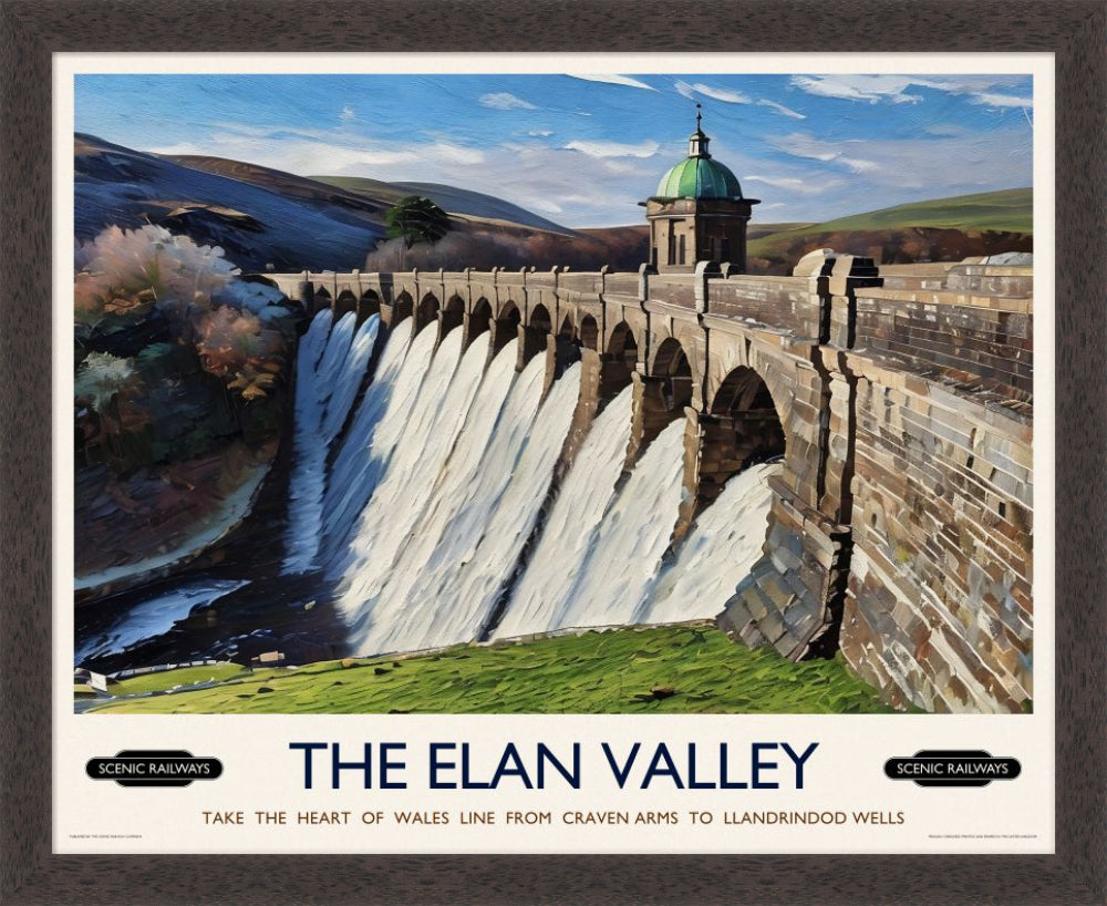 Vintage travel poster- The Elan Valley, Wales - Scenic Railways