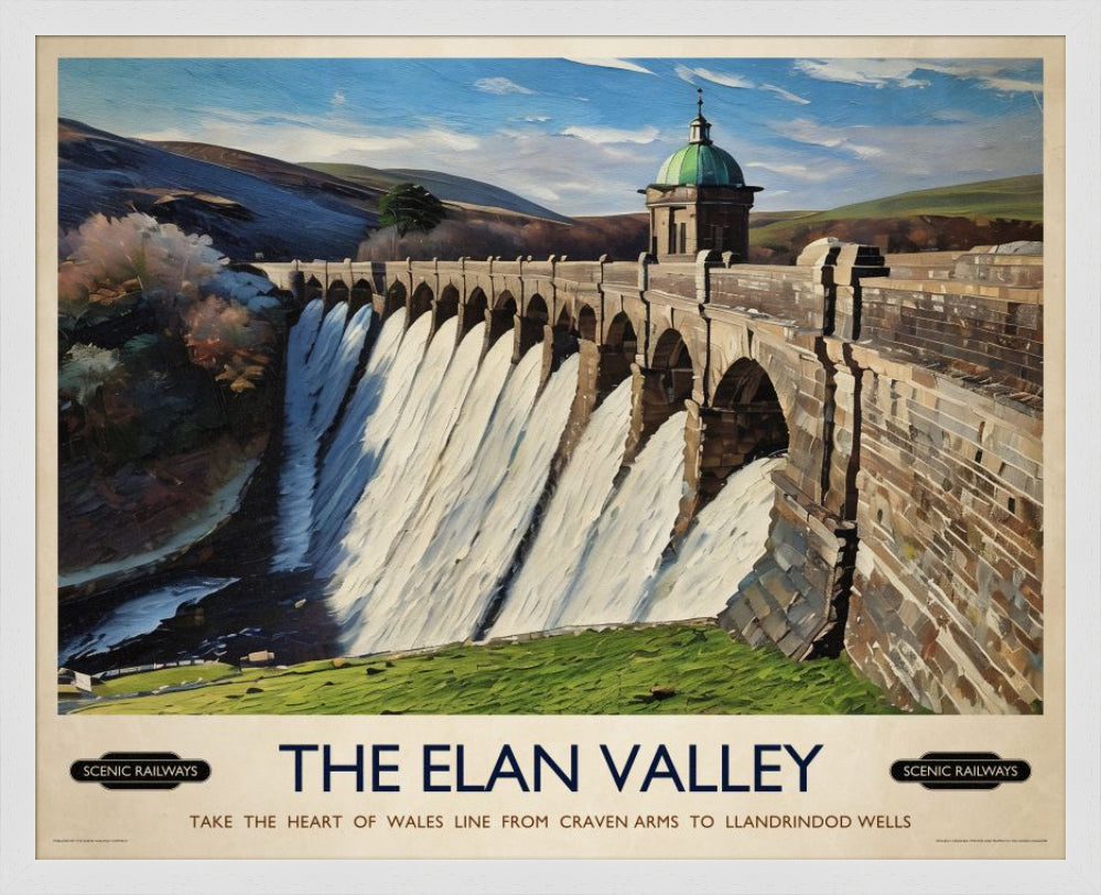 Vintage travel poster- The Elan Valley, Wales - Scenic Railways
