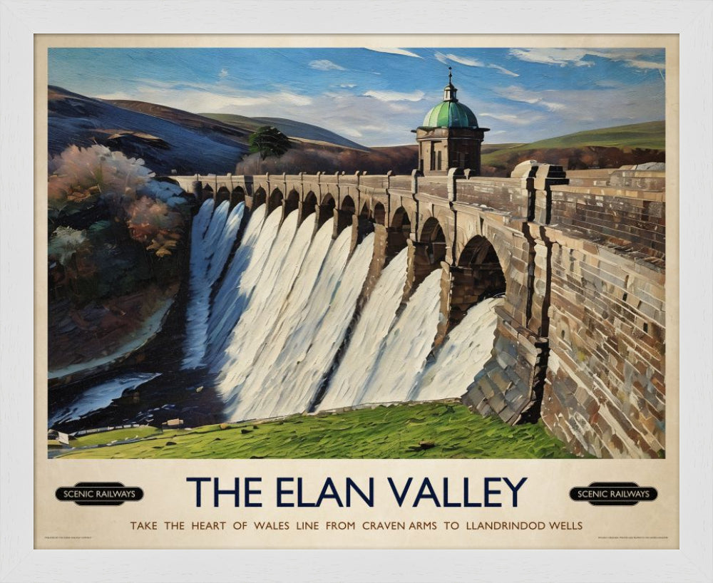 Vintage travel poster- The Elan Valley, Wales - Scenic Railways
