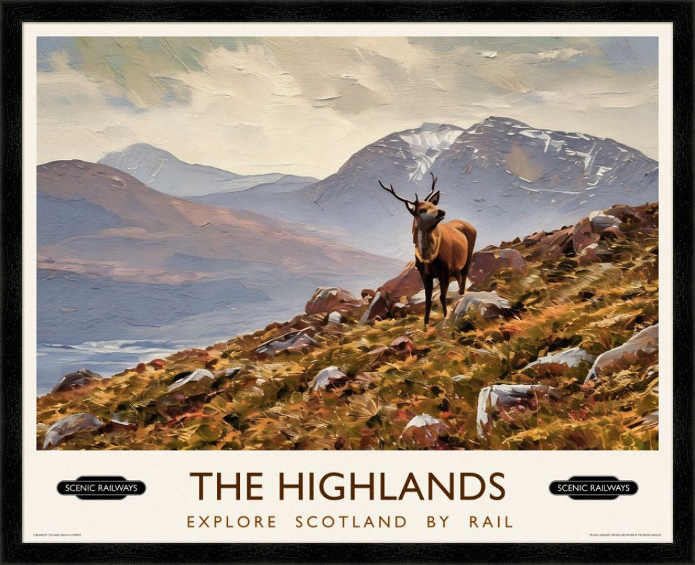Vintage travel poster- The Highlands, Scotland - Scenic Railways