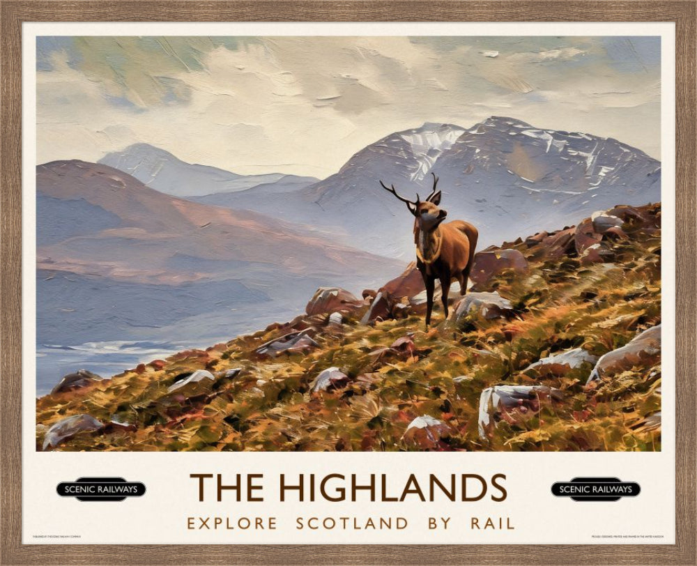 Vintage travel poster- The Highlands, Scotland - Scenic Railways