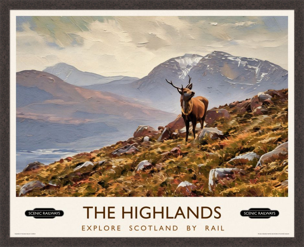 Vintage travel poster- The Highlands, Scotland - Scenic Railways