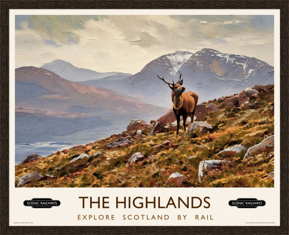 Vintage travel poster- The Highlands, Scotland - Scenic Railways