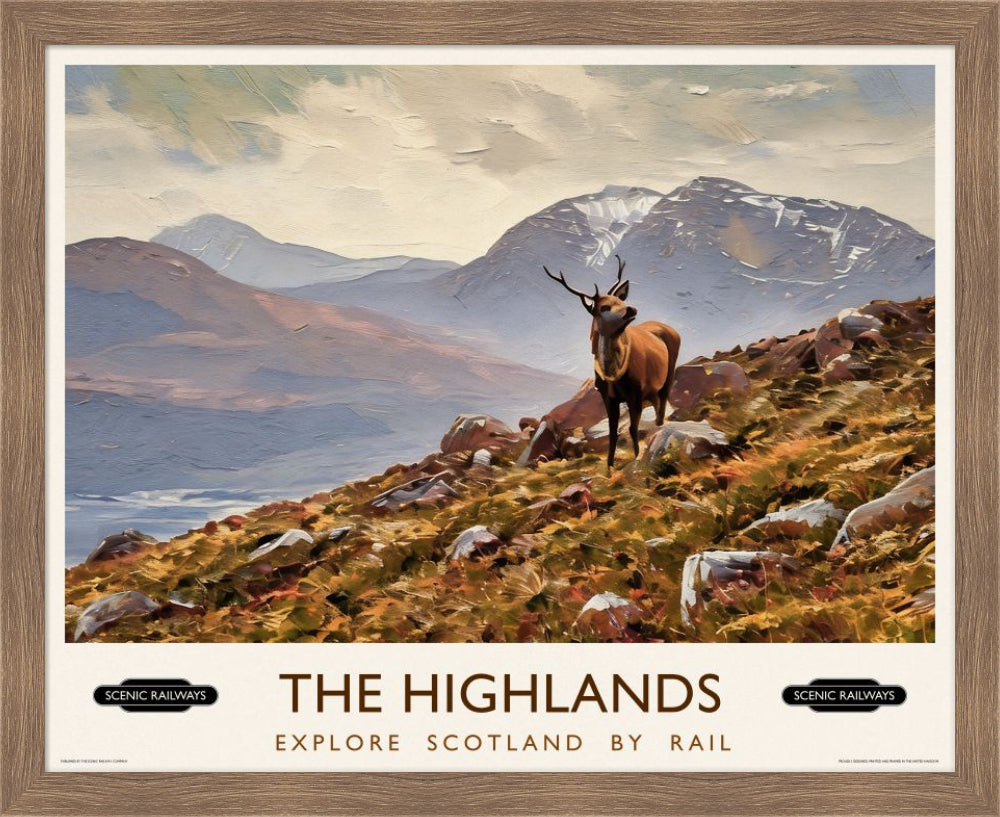 Vintage travel poster- The Highlands, Scotland - Scenic Railways