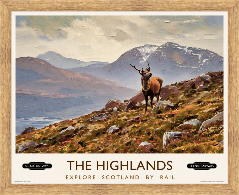 Vintage travel poster- The Highlands, Scotland - Scenic Railways